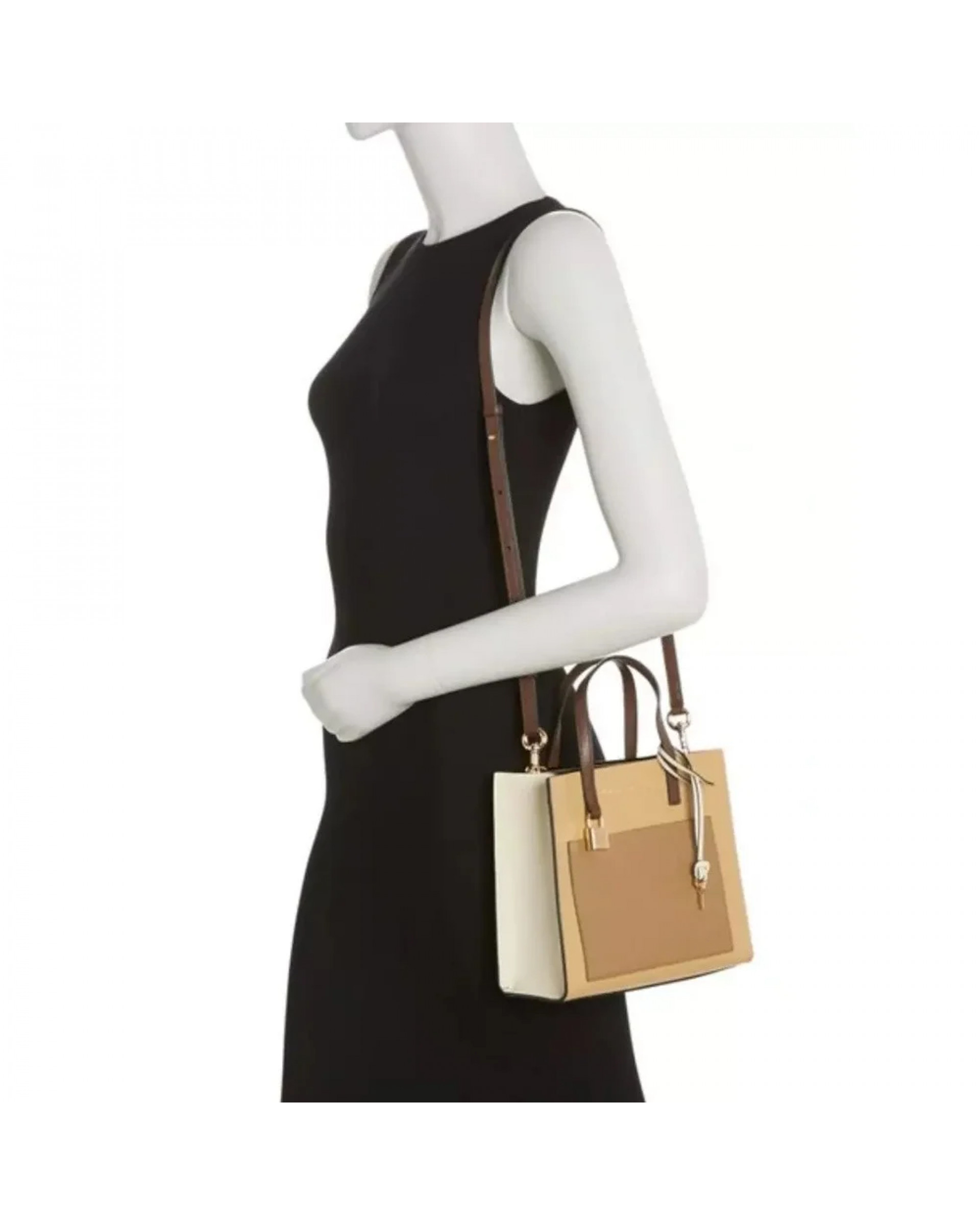 The Leather Mini Grind Tote Bag - Iced Coffee Multi
