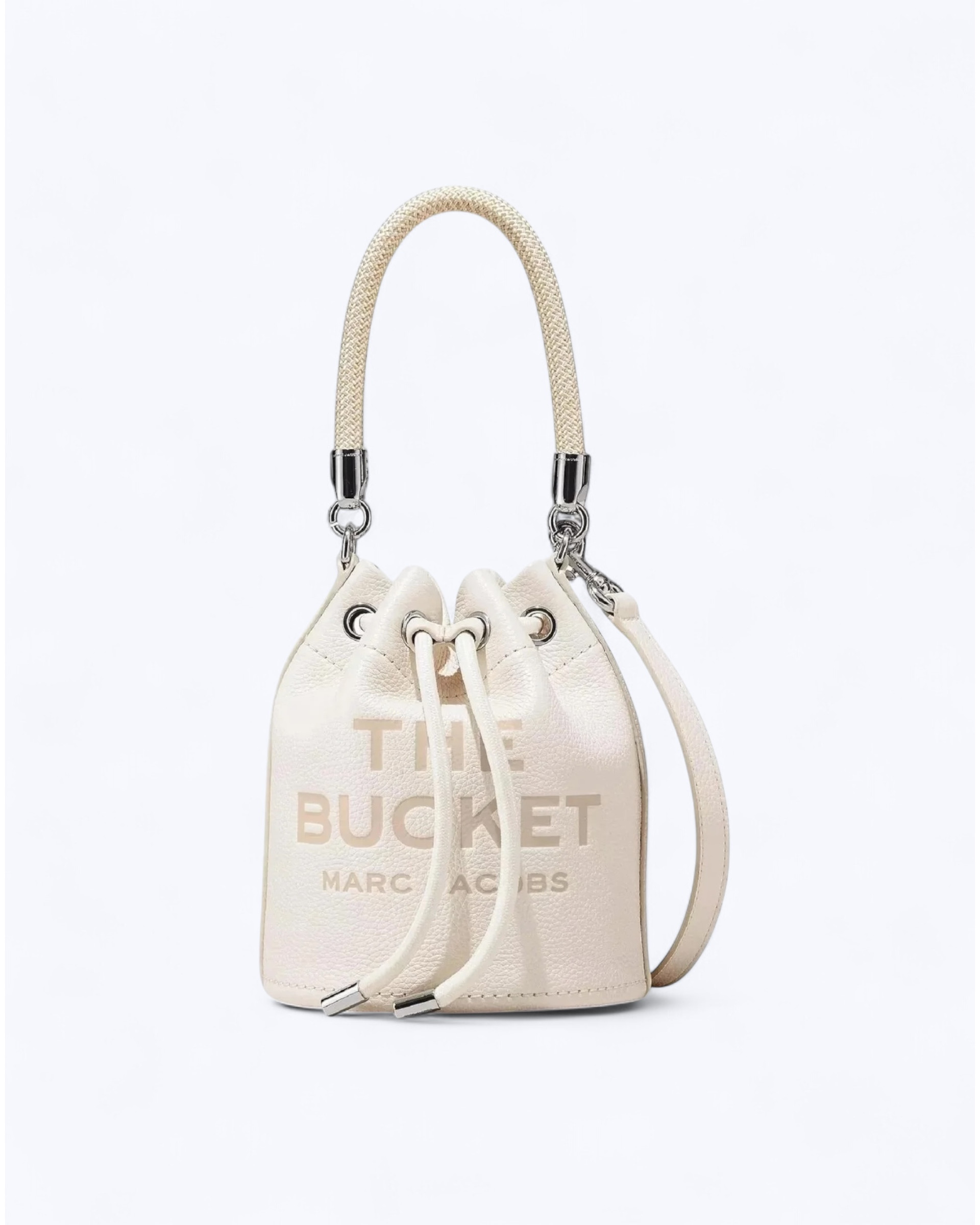 The Leather Mini Bucket Bag - Cotton Silver