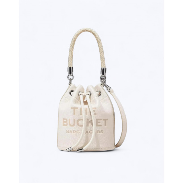 The Leather Mini Bucket Bag - Cotton Silver