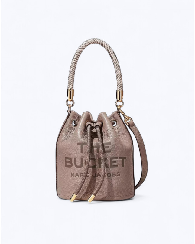 The Leather Mini Bucket Bag - Cement