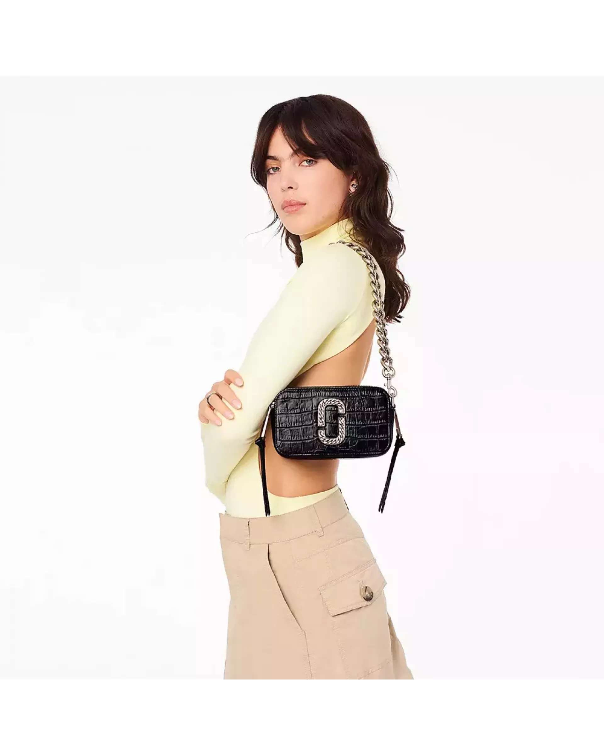Сумка Marc Jacobs the croc-embossed snapshot black