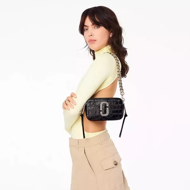 Marc Jacobs the croc-embossed snapshot black