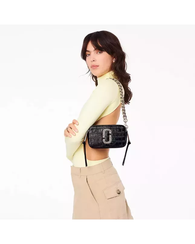 Marc Jacobs the croc-embossed snapshot black