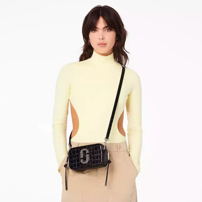 Marc Jacobs the croc-embossed snapshot black