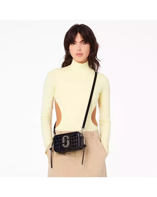 Marc Jacobs the croc-embossed snapshot black