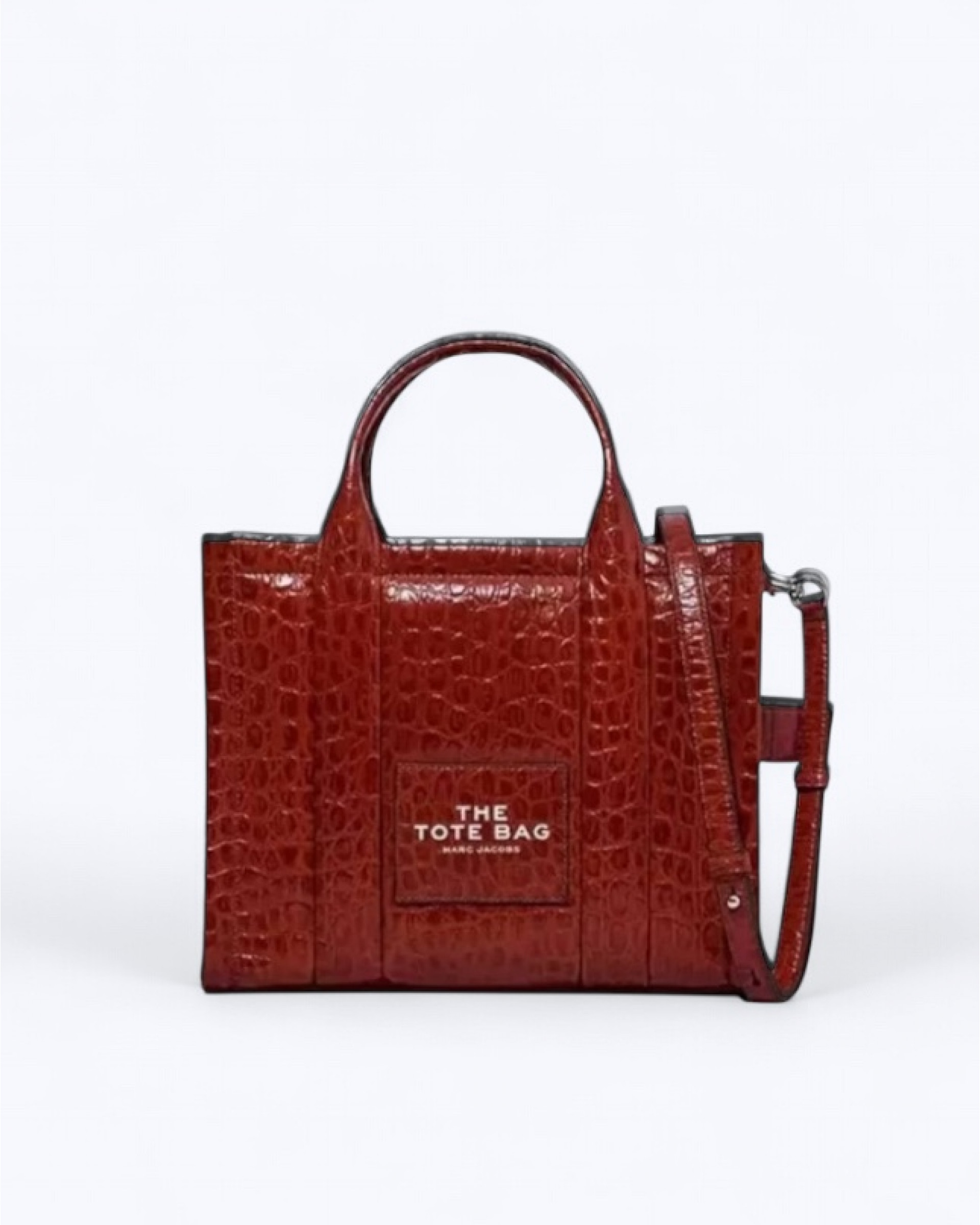 The Tote Bag Small  Croc-Embossed - Spice Brown