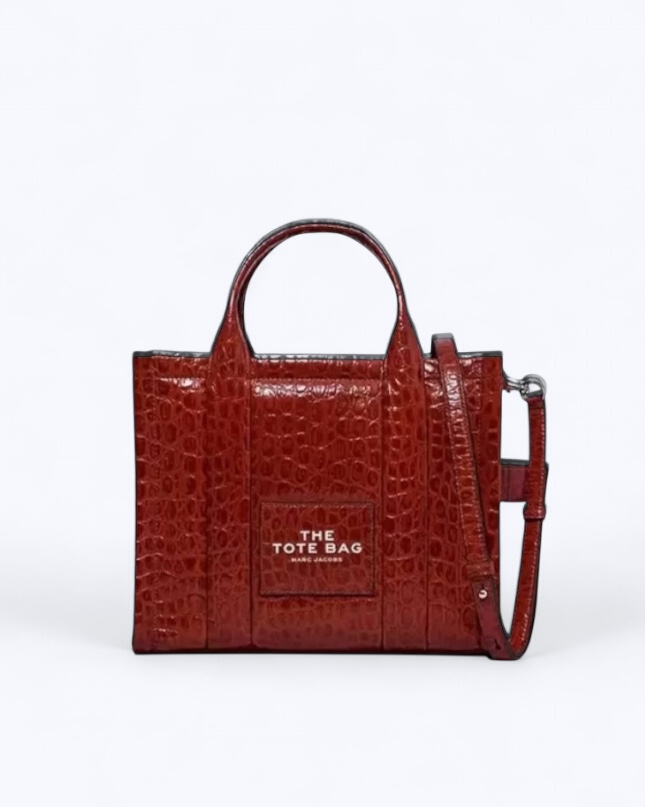 Marc Jacobs The Tote Bag Small  Croc-Embossed - spice brown