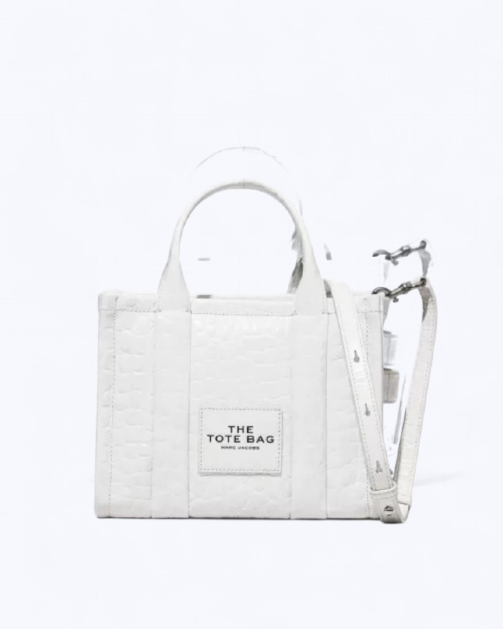 The Tote Bag Small  Croc-Embossed - White