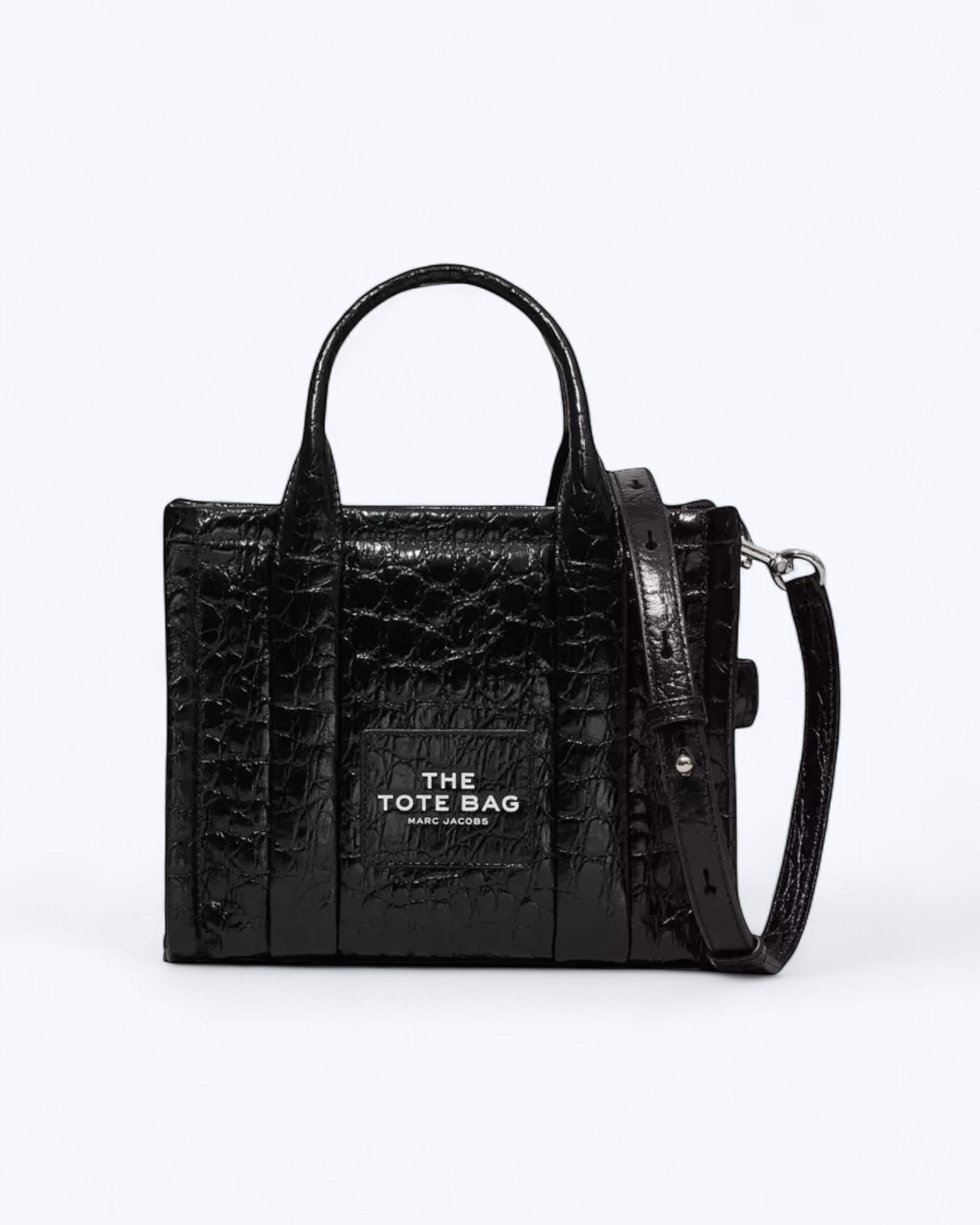 The Tote Bag Medium Croc-Embossed - Black