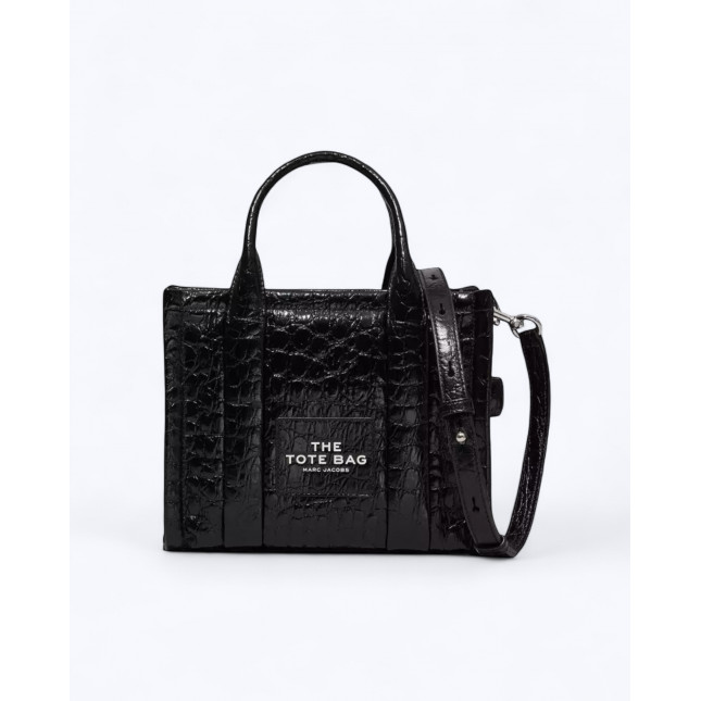 The Tote Bag Medium Croc-Embossed - Black