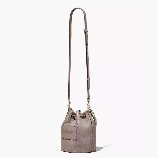 The Leather Mini Bucket Bag - Cement