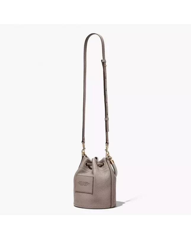 The Leather Mini Bucket Bag - Cement
