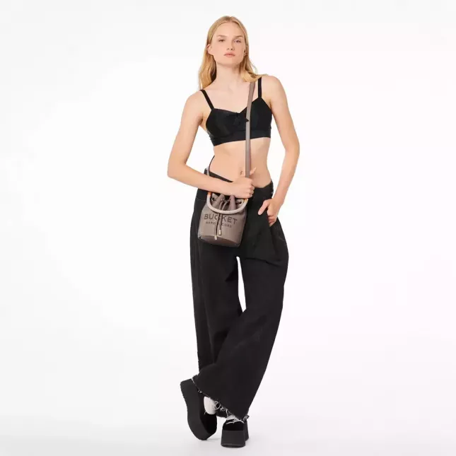 The Leather Mini Bucket Bag - Cement