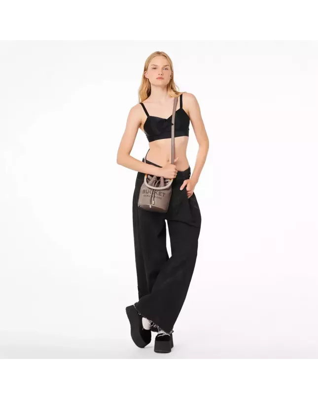 The Leather Mini Bucket Bag - Cement