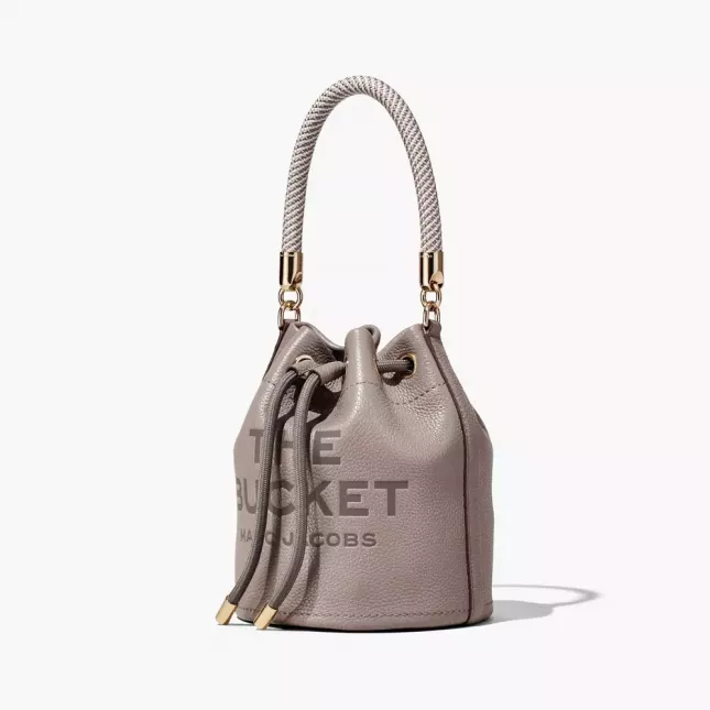 The Leather Mini Bucket Bag - Cement