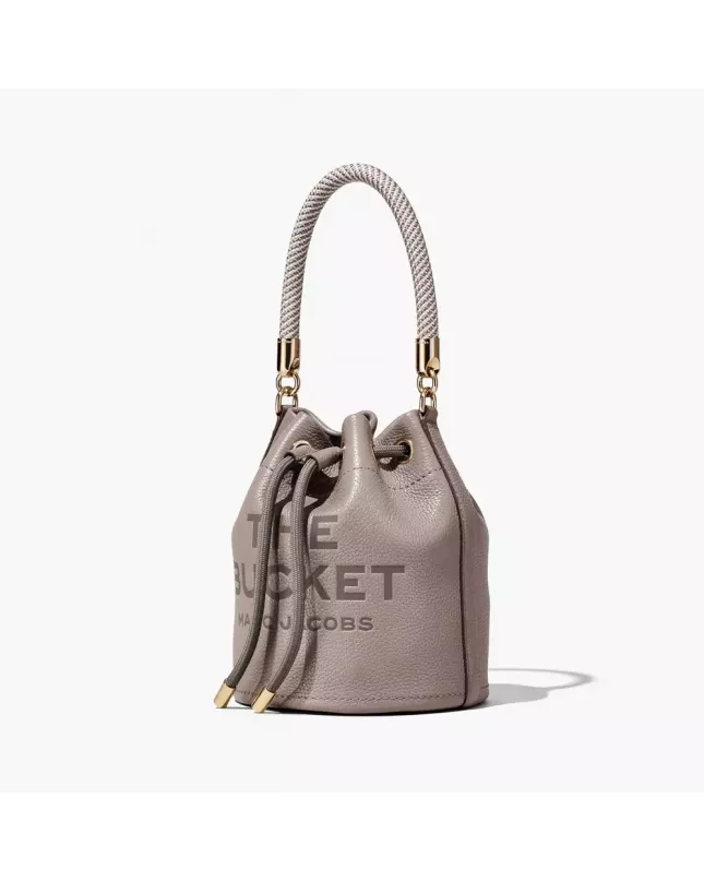 The Leather Mini Bucket Bag - Cement