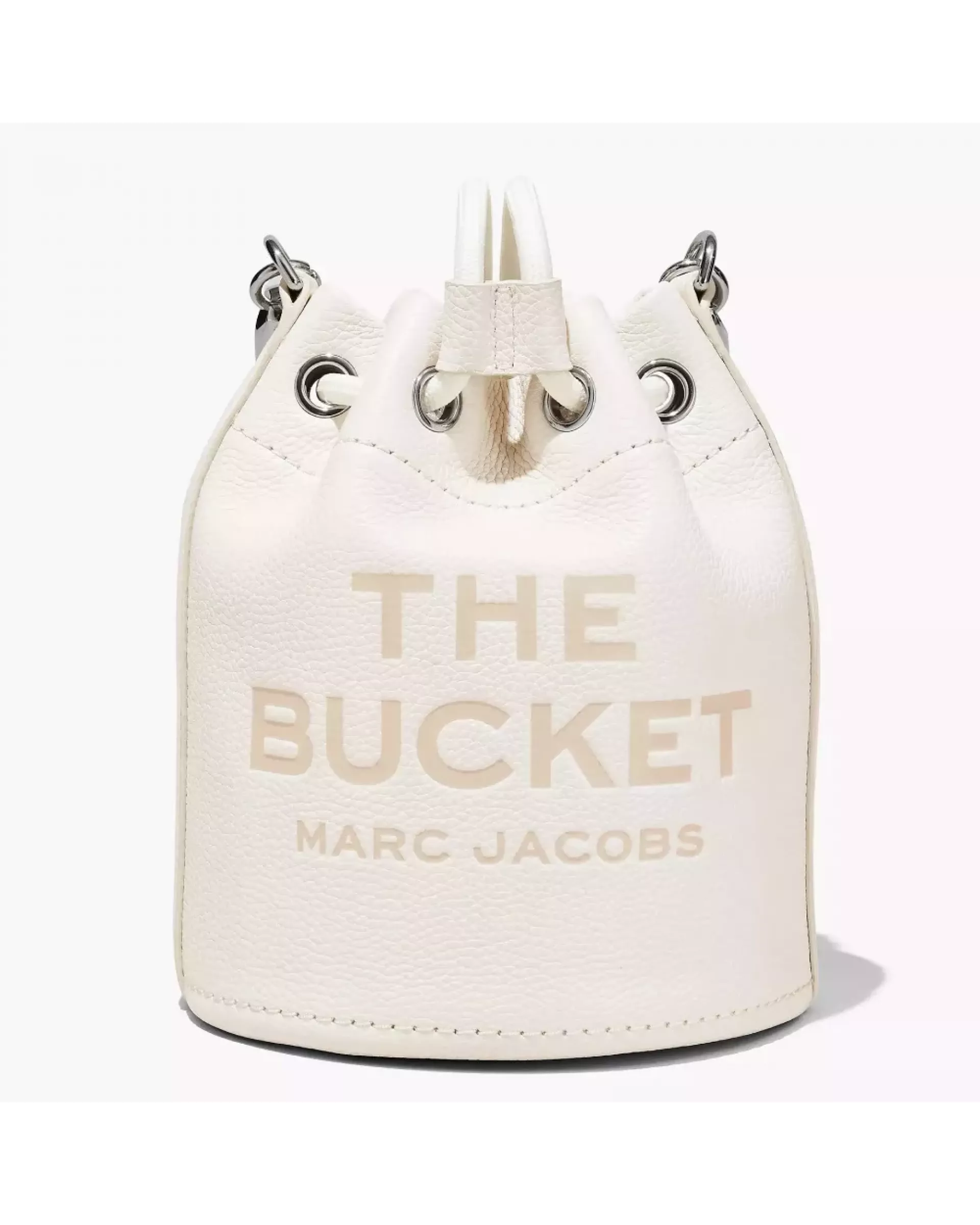 The Leather Mini Bucket Bag - Cotton Silver