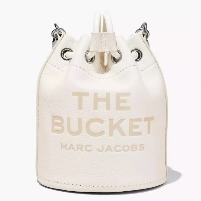 The Leather Mini Bucket Bag - Cotton Silver