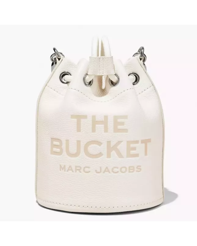 The Leather Mini Bucket Bag - Cotton Silver
