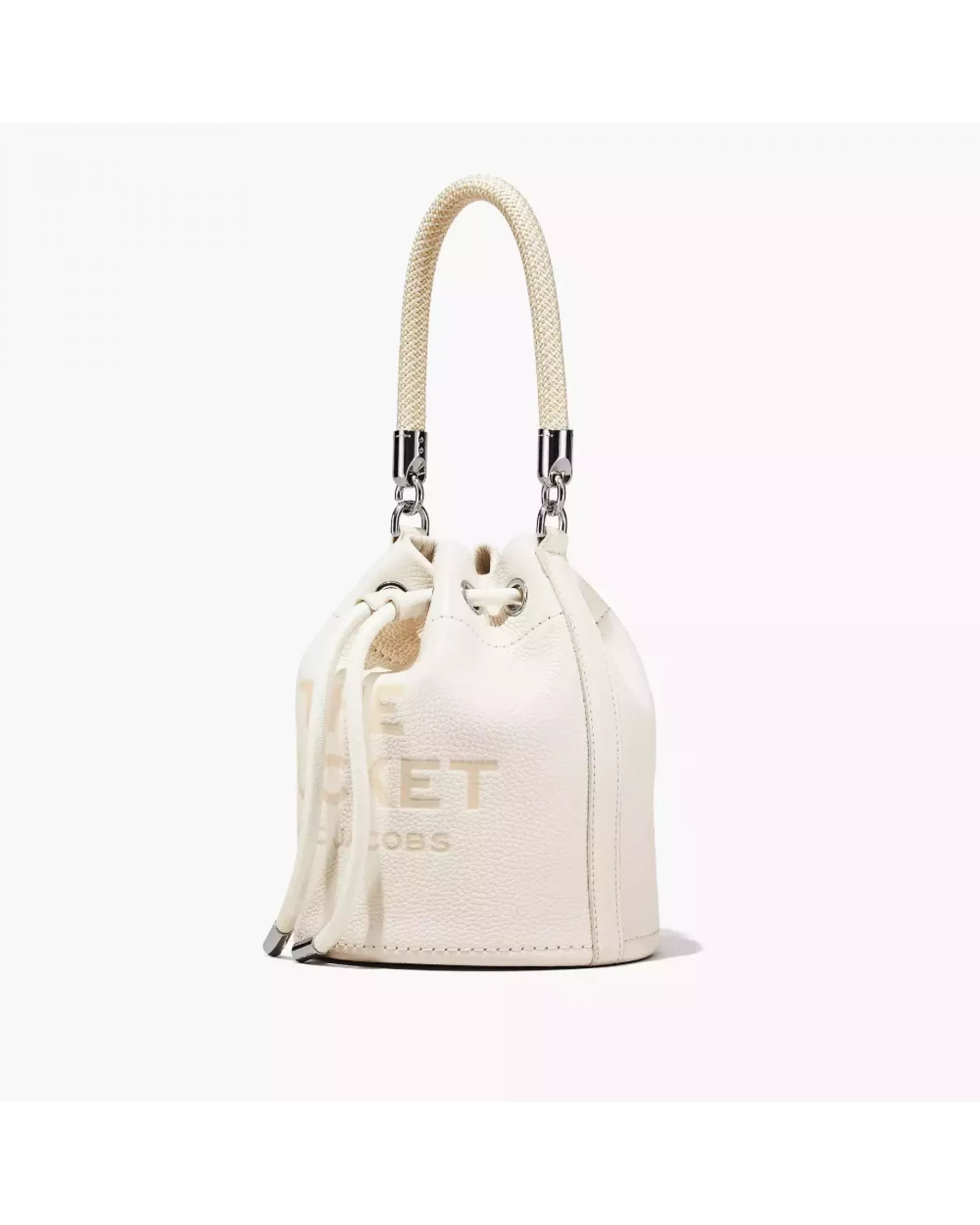 The Leather Mini Bucket Bag - Cotton Silver