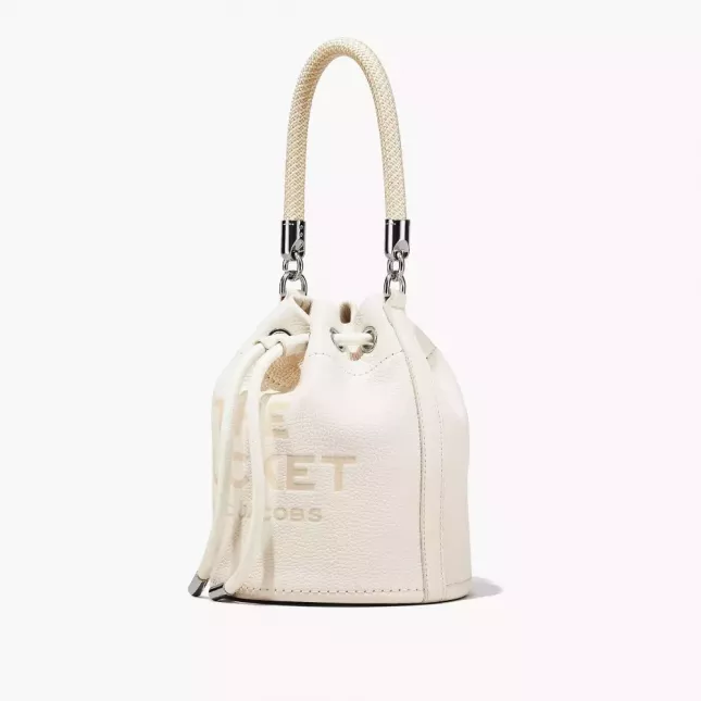 The Leather Mini Bucket Bag - Cotton Silver