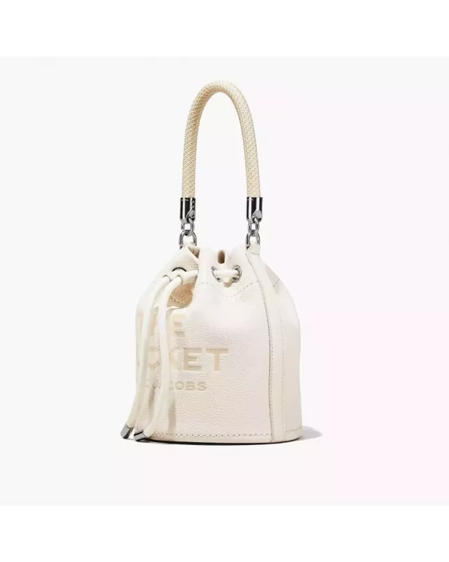 The Leather Mini Bucket Bag - Cotton Silver