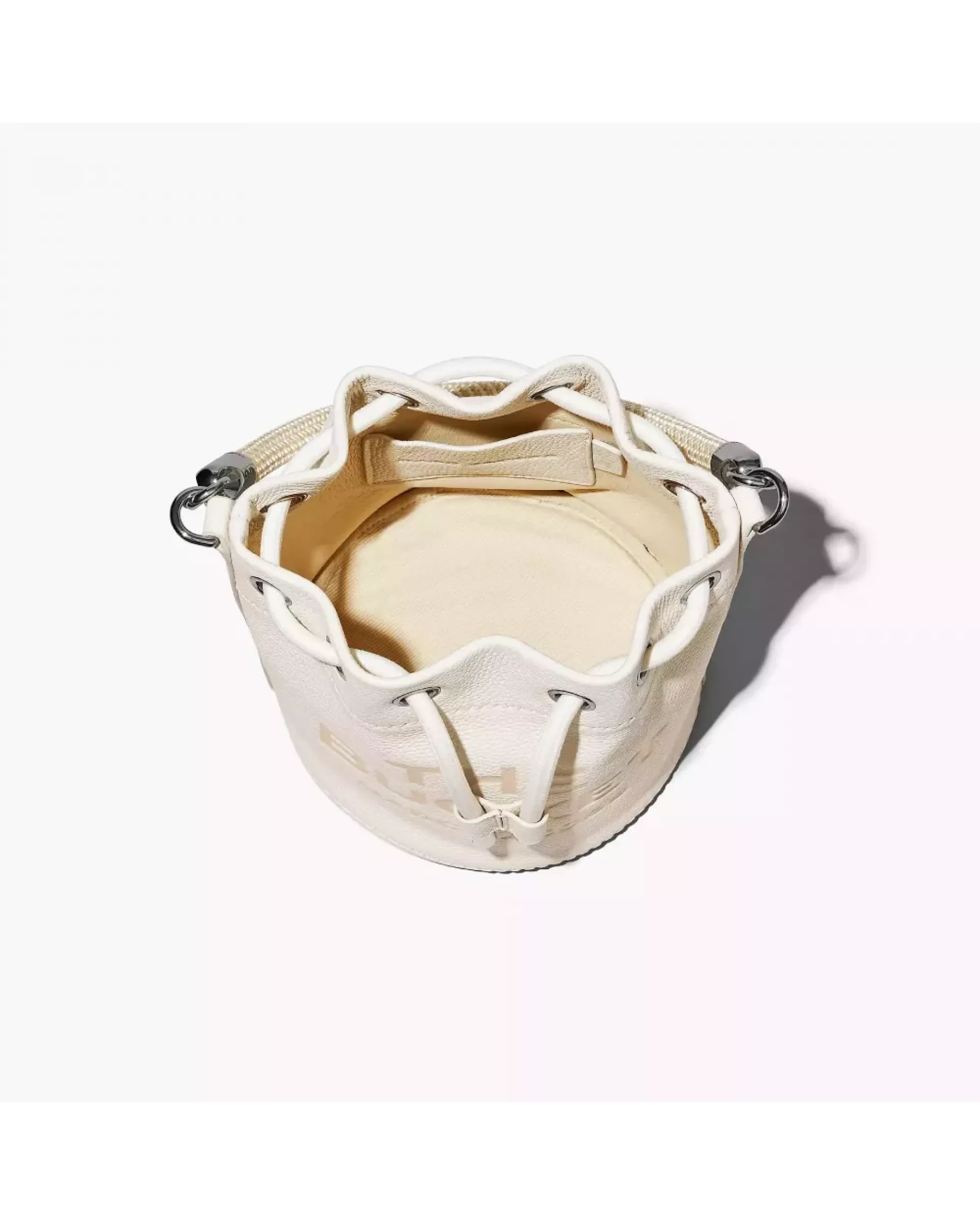 The Leather Mini Bucket Bag - Cotton Silver