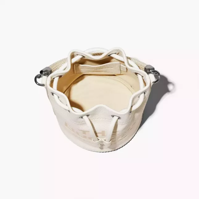 The Leather Mini Bucket Bag - Cotton Silver