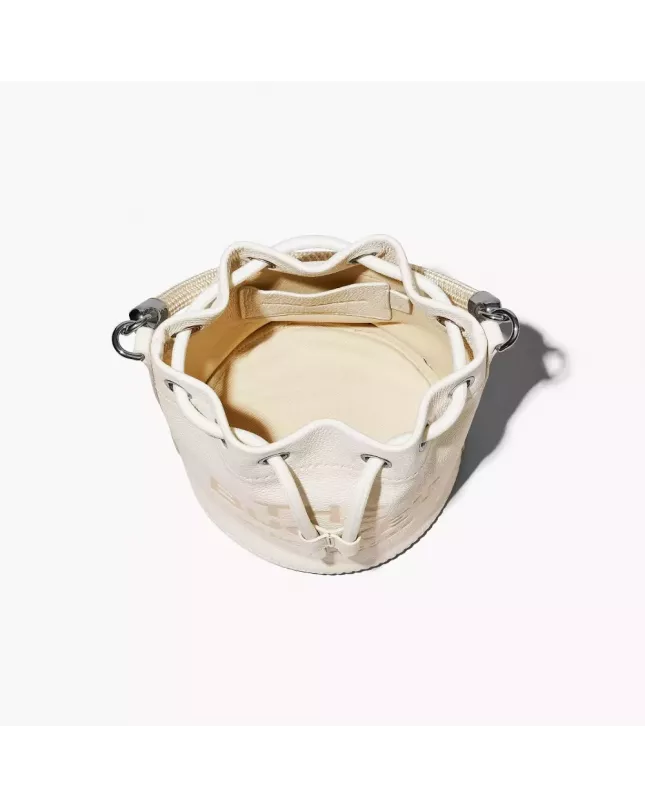 The Leather Mini Bucket Bag - Cotton Silver