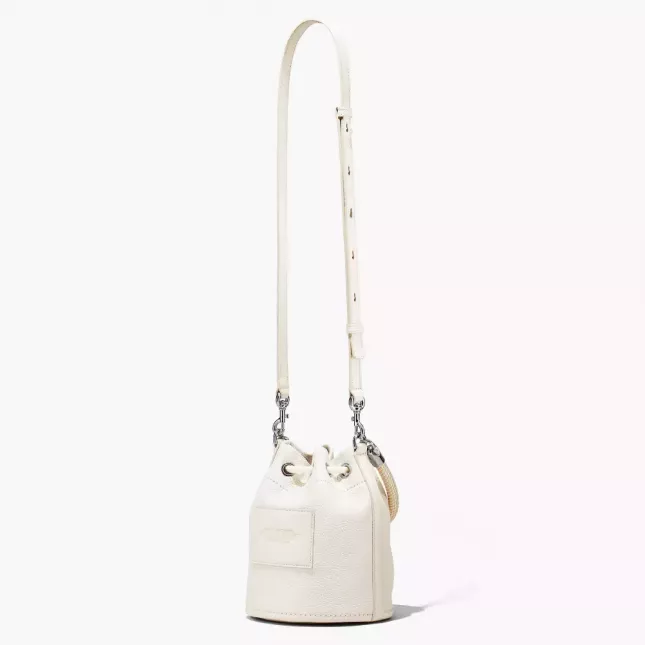 The Leather Mini Bucket Bag - Cotton Silver