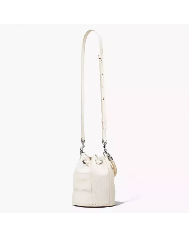 The Leather Mini Bucket Bag - Cotton Silver