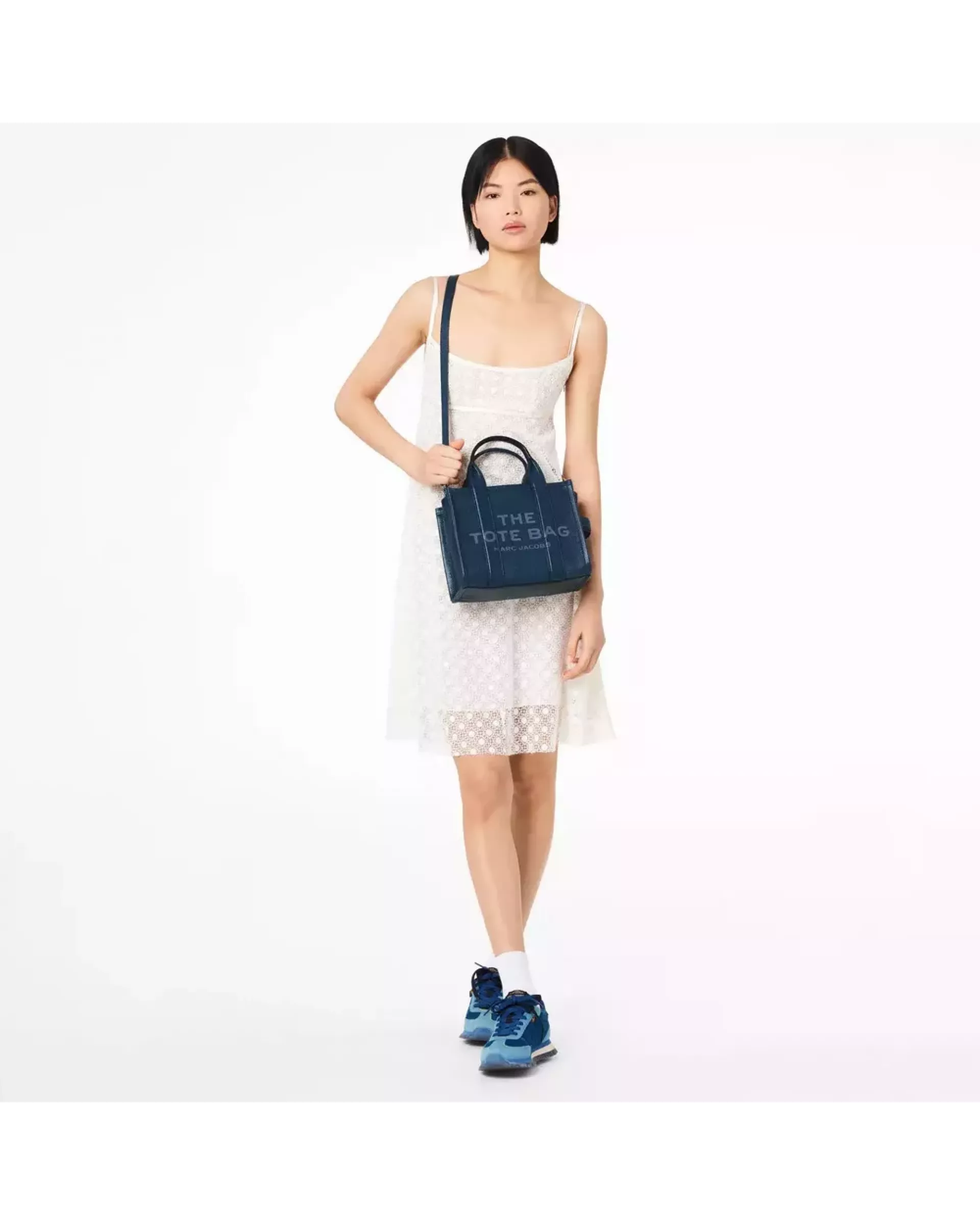 The Tote Bag Leather Small  - Blue Sea