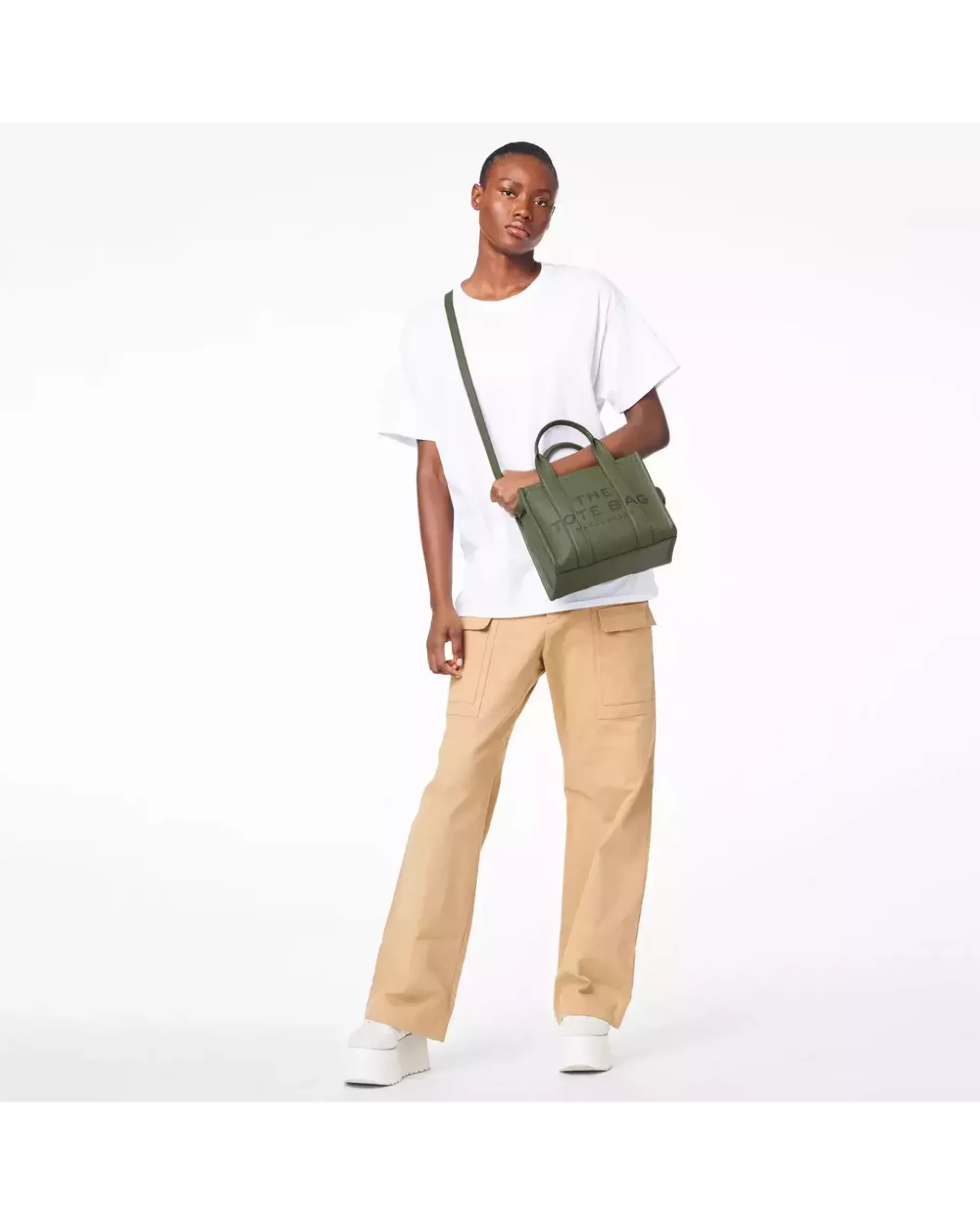 The Tote Bag Leather Small  - Bronze Green