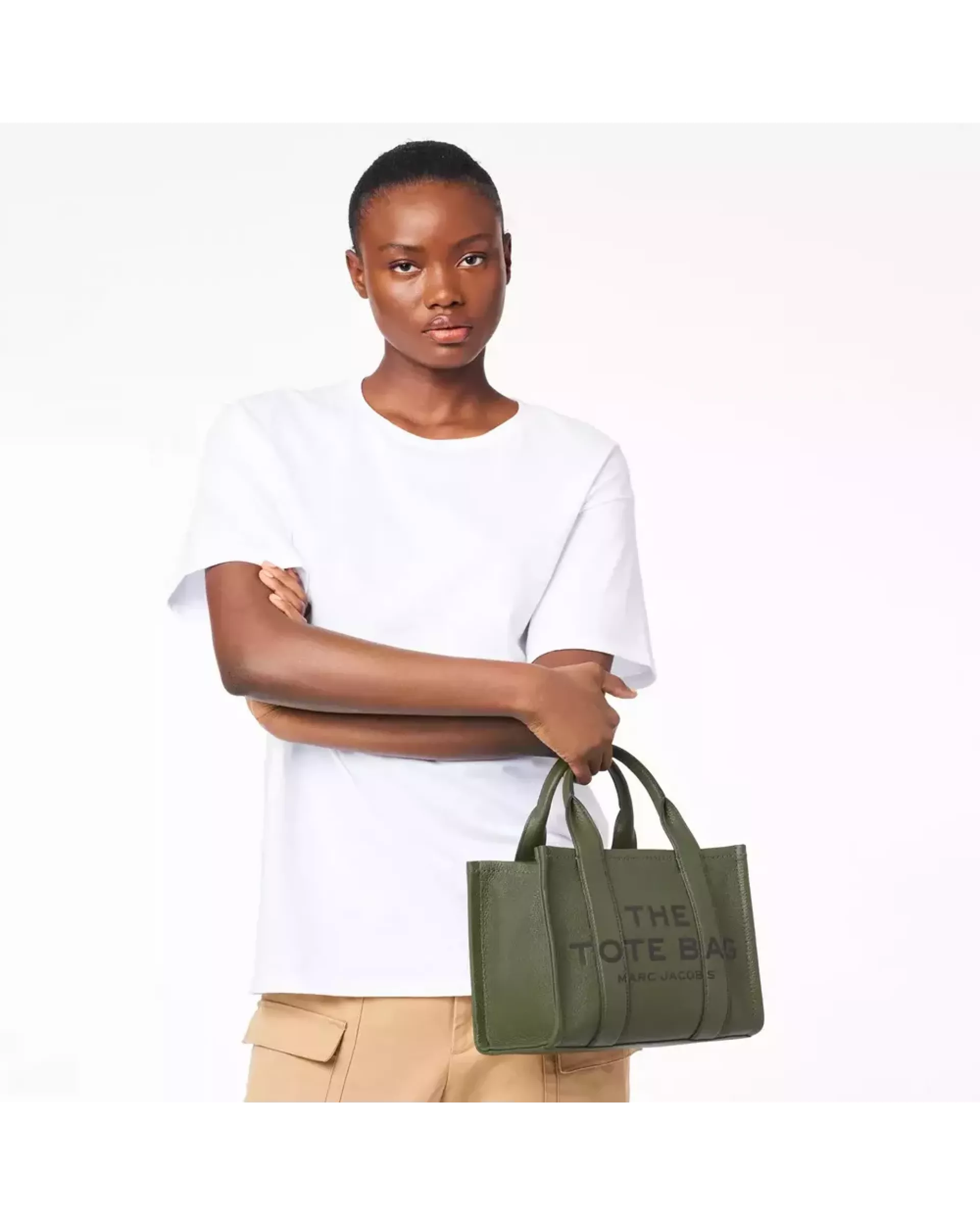 The Tote Bag Leather Small  - Bronze Green