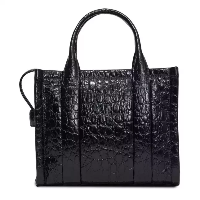 The Tote Bag Medium Croc-Embossed - Black