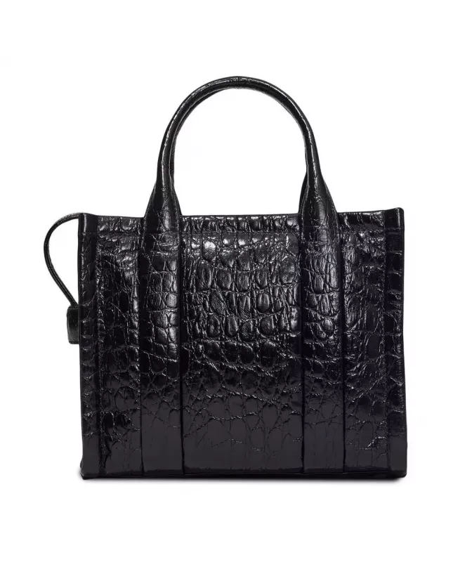 The Tote Bag Medium Croc-Embossed - Black