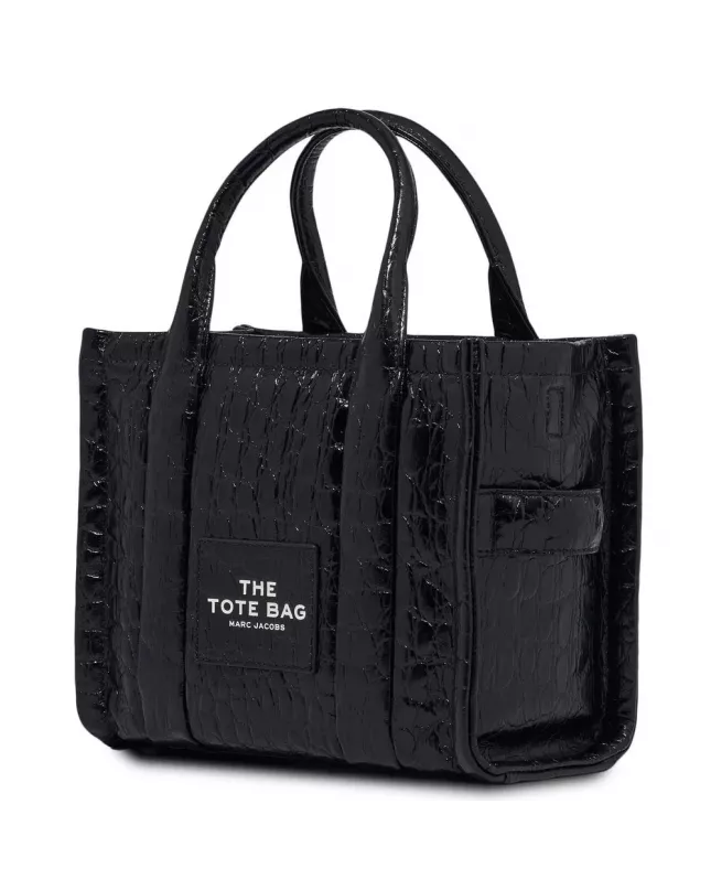 The Tote Bag Medium Croc-Embossed - Black