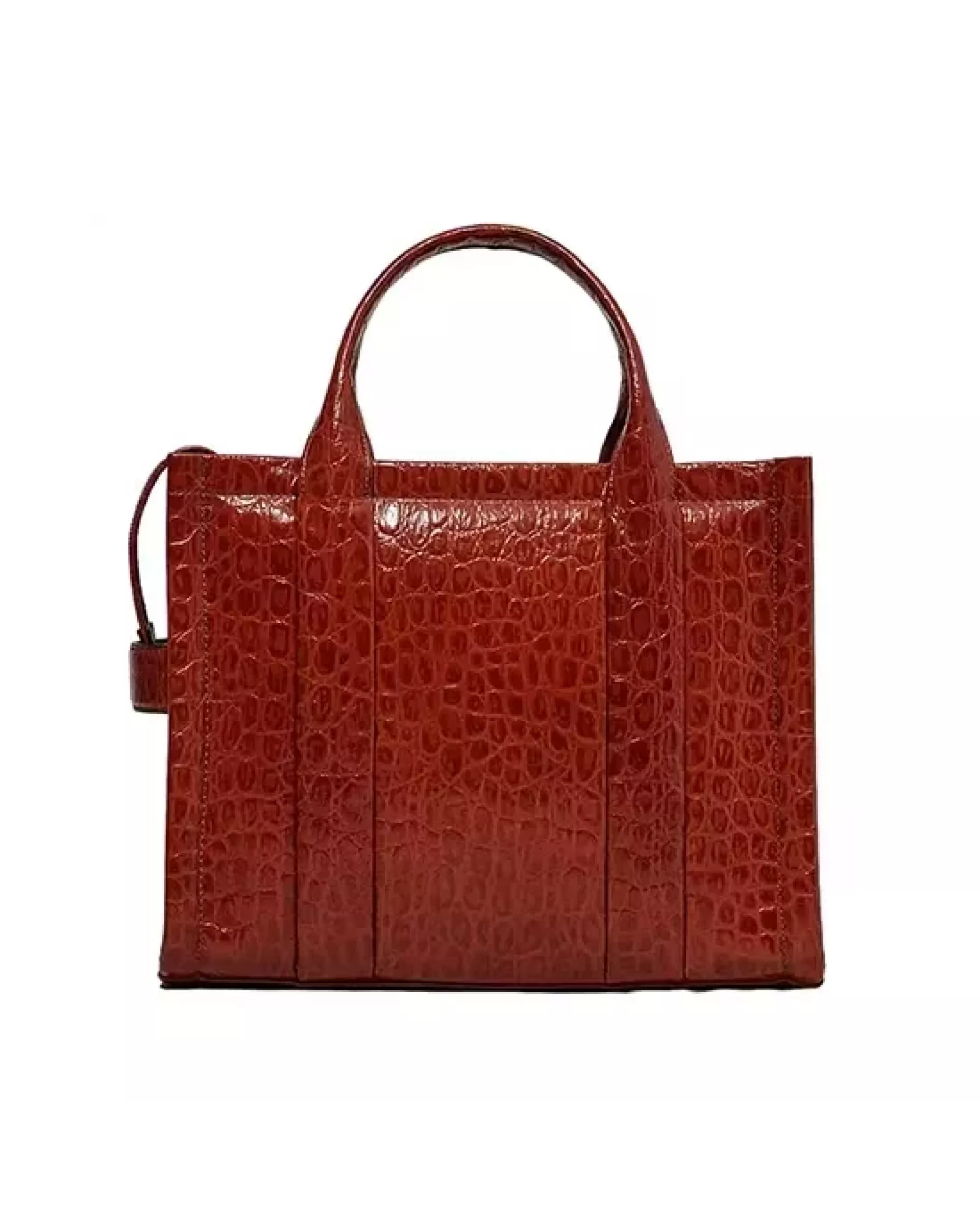 The Tote Bag Small  Croc-Embossed - Spice Brown