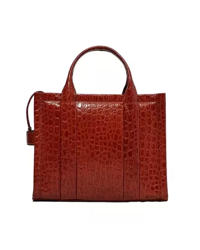 Marc Jacobs The Tote Bag Small  Croc-Embossed - spice brown