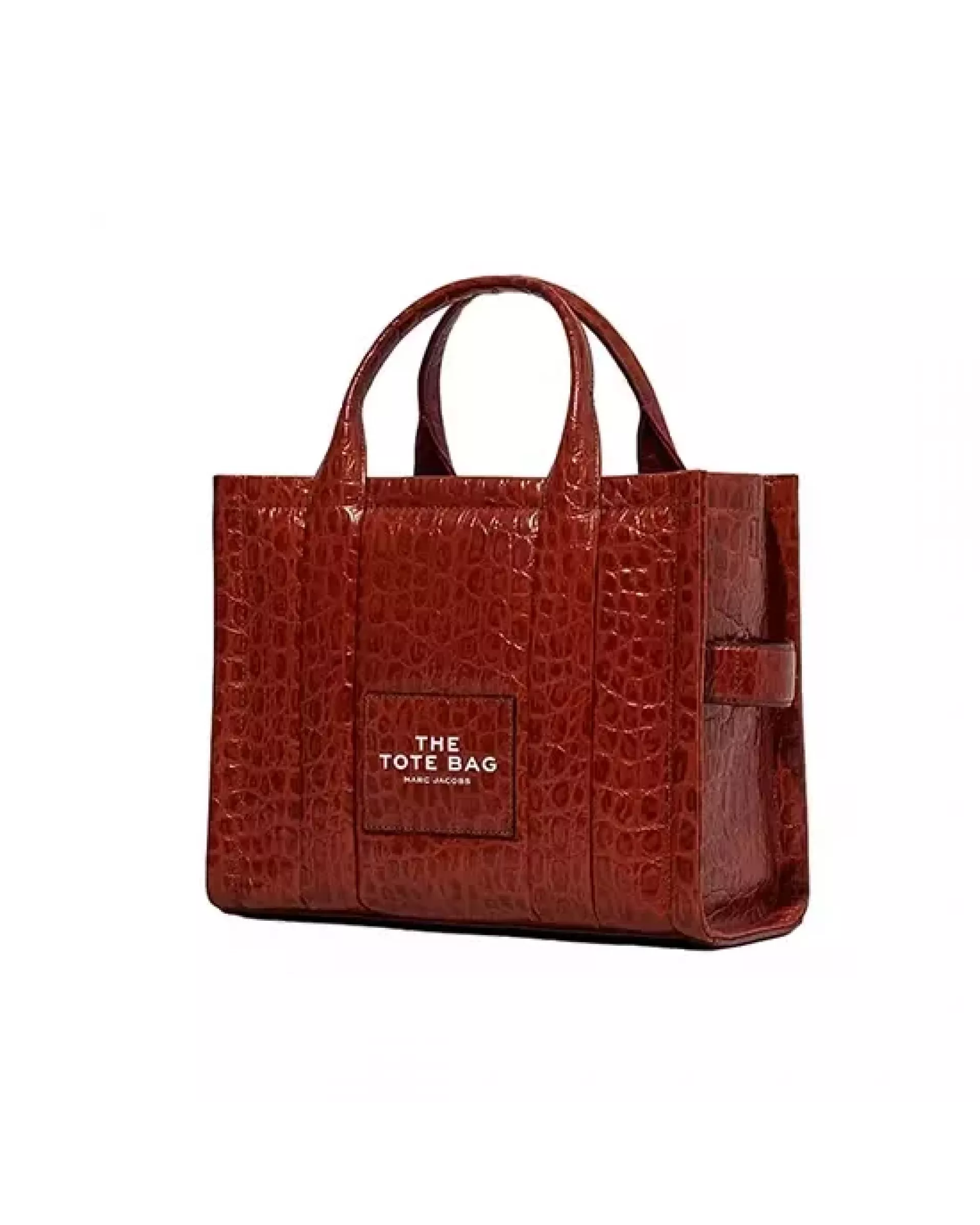 The Tote Bag Small  Croc-Embossed - Spice Brown