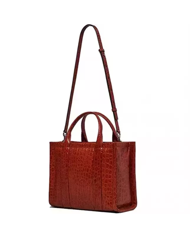 Marc Jacobs The Tote Bag Small  Croc-Embossed - spice brown