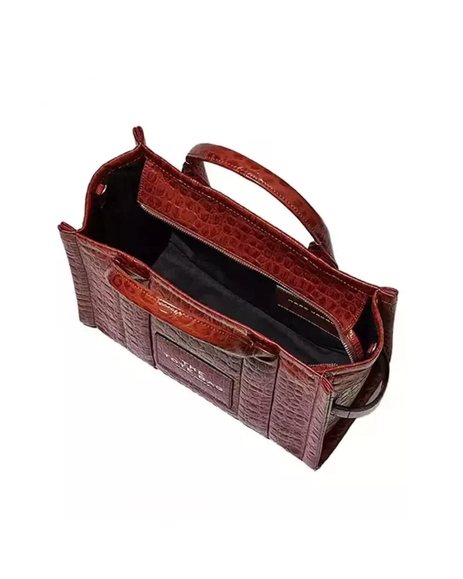 The Tote Bag Small  Croc-Embossed - Spice Brown
