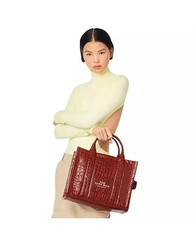 Marc Jacobs The Tote Bag Small  Croc-Embossed - spice brown