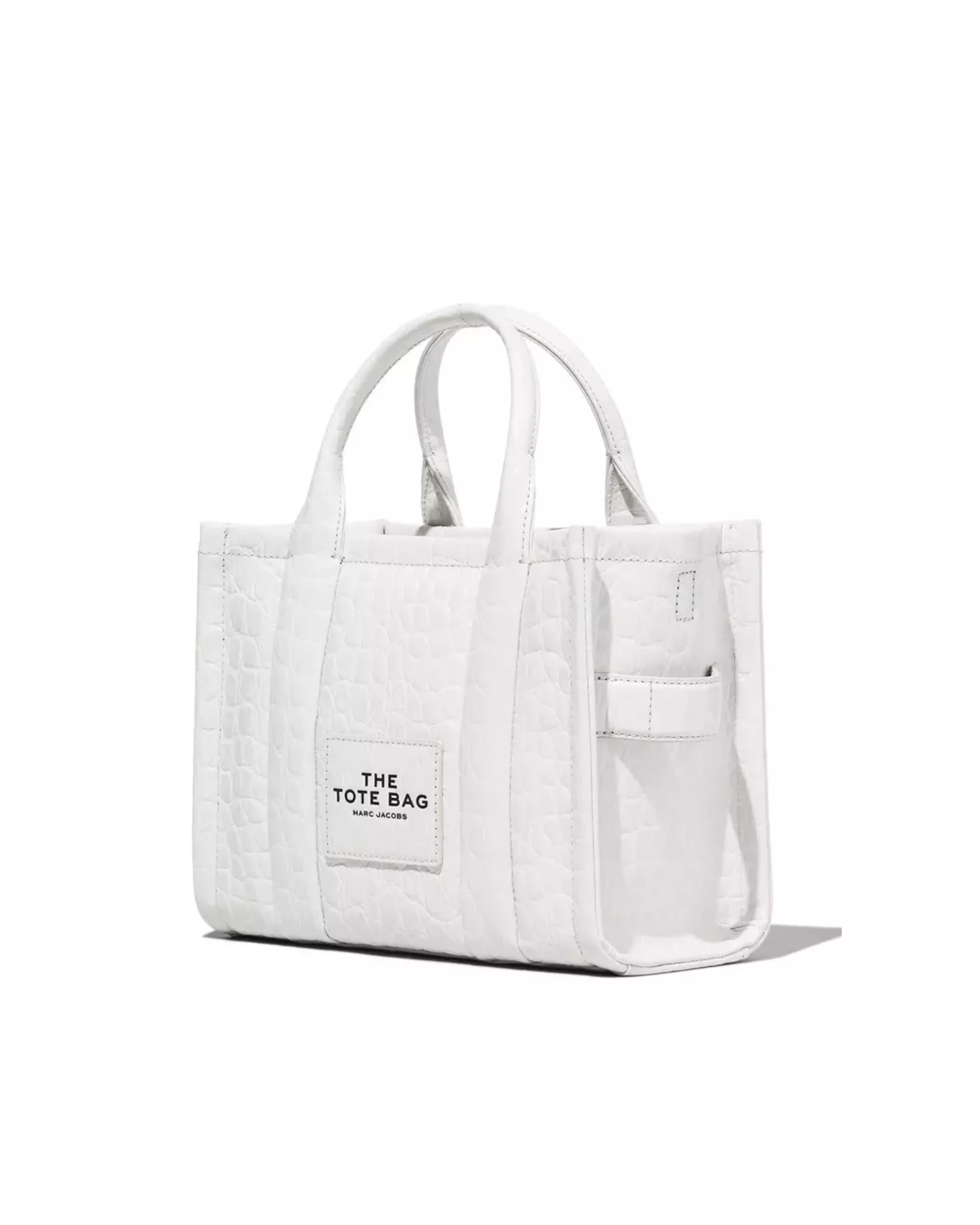 The Tote Bag Small  Croc-Embossed - White