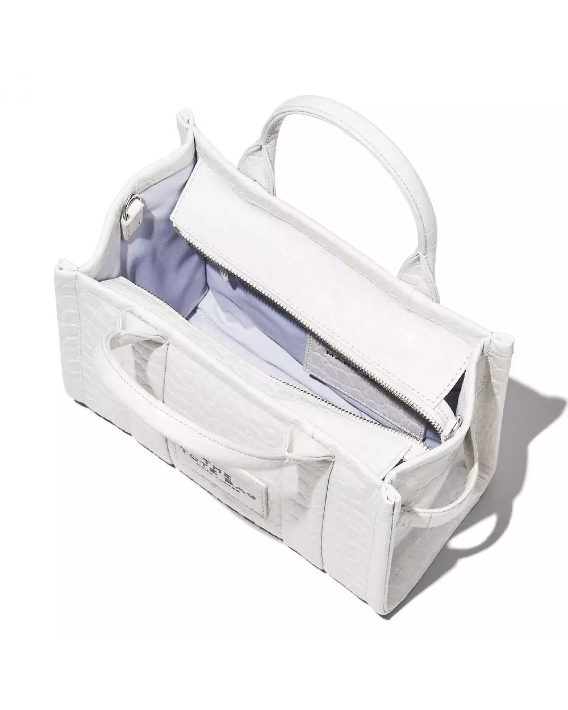 The Tote Bag Small  Croc-Embossed - White