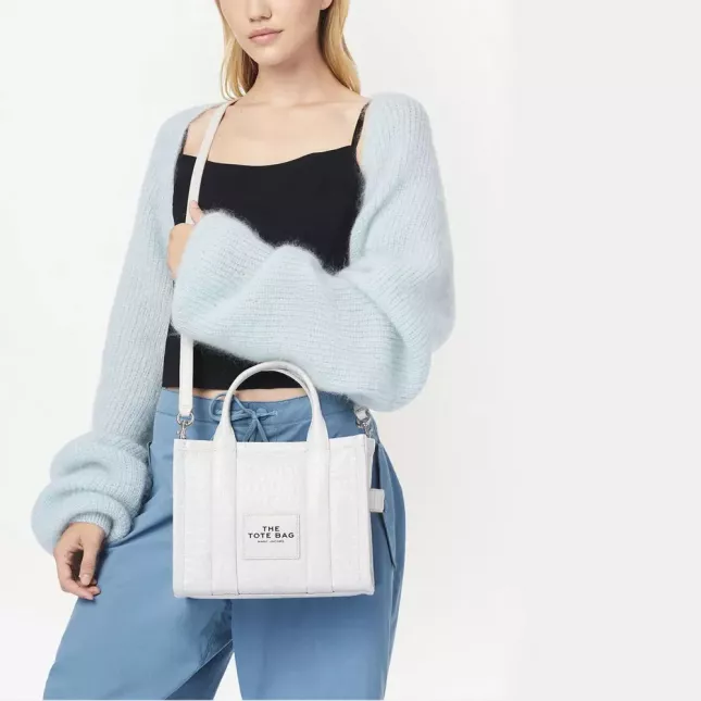 Marc Jacobs The Tote Bag Small  Croc-Embossed - white