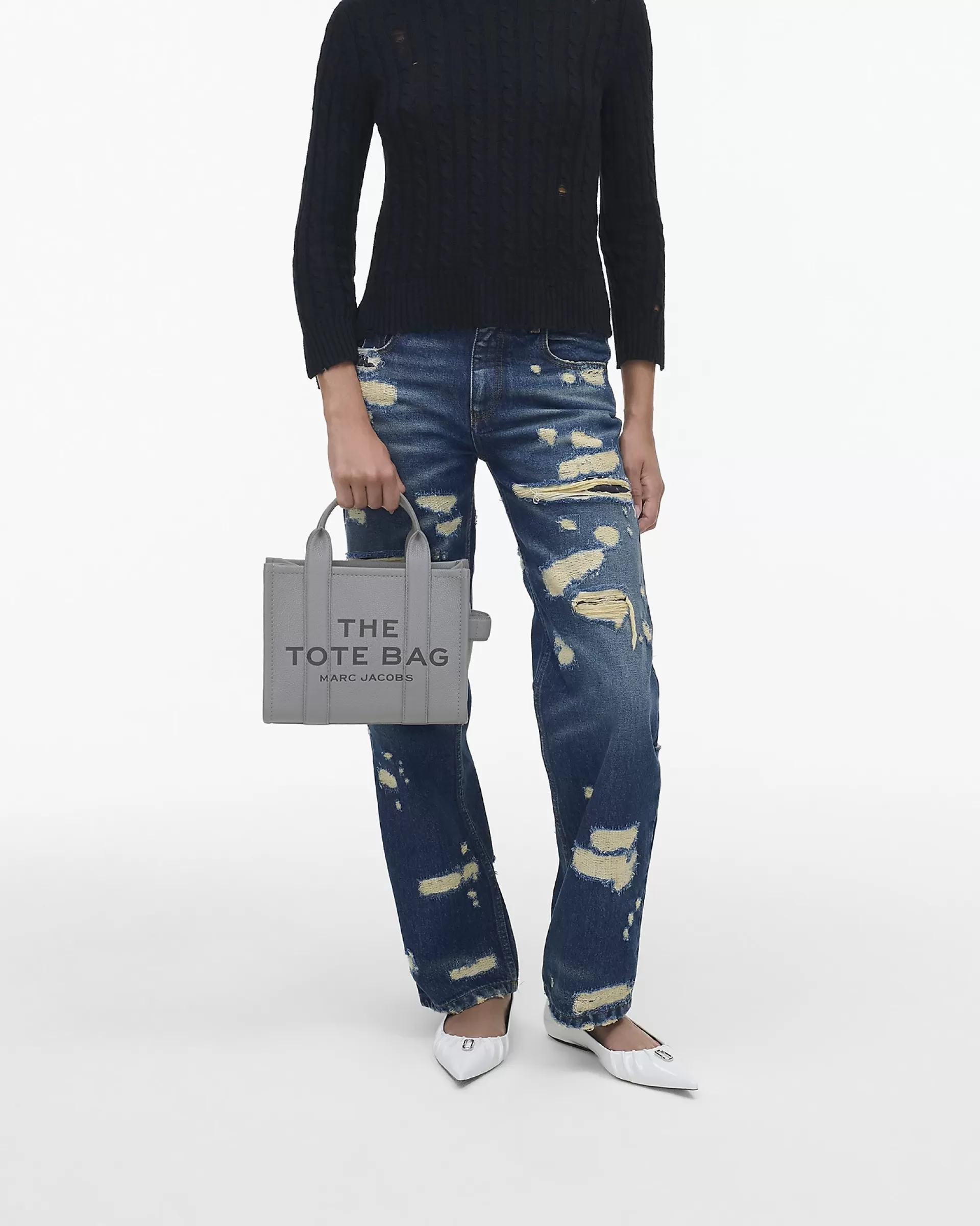 The Tote Bag Leather Medium - Wolf Grey