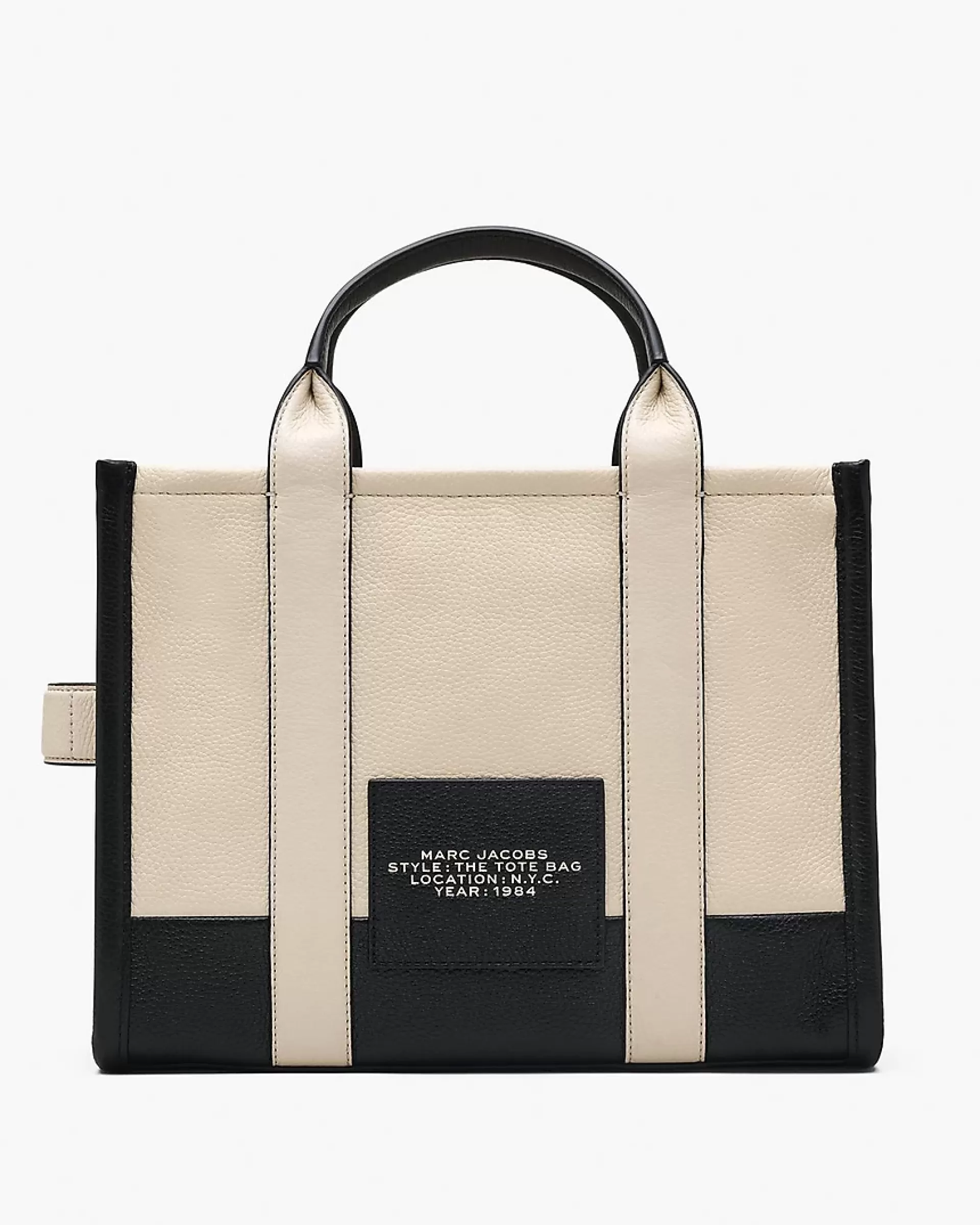 The Tote Bag Leather Colorblock Medium - Ivory Multi