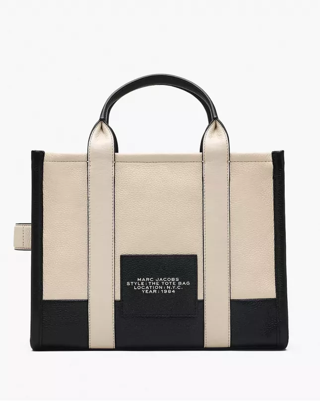 Marc Jacobs The Tote Bag Leather Colorblock Small  - ivory multi