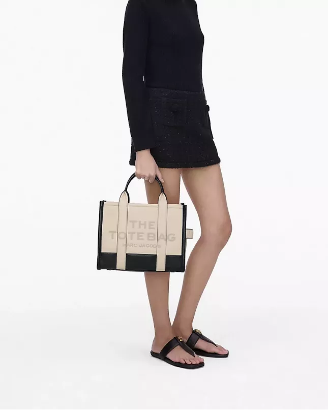 Marc Jacobs The Tote Bag Leather Colorblock Small  - ivory multi